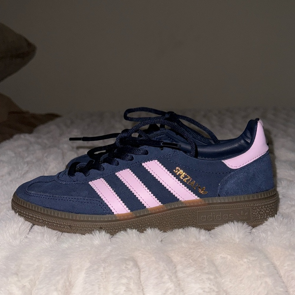 Adidas Suede Navy and Light Pink Sneakers
